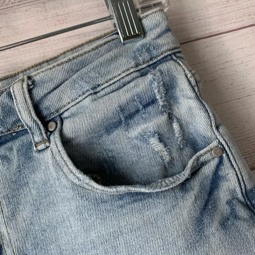 Risen Los Angeles Denim Jean Shorts Light Washed Distressed Size 7/28